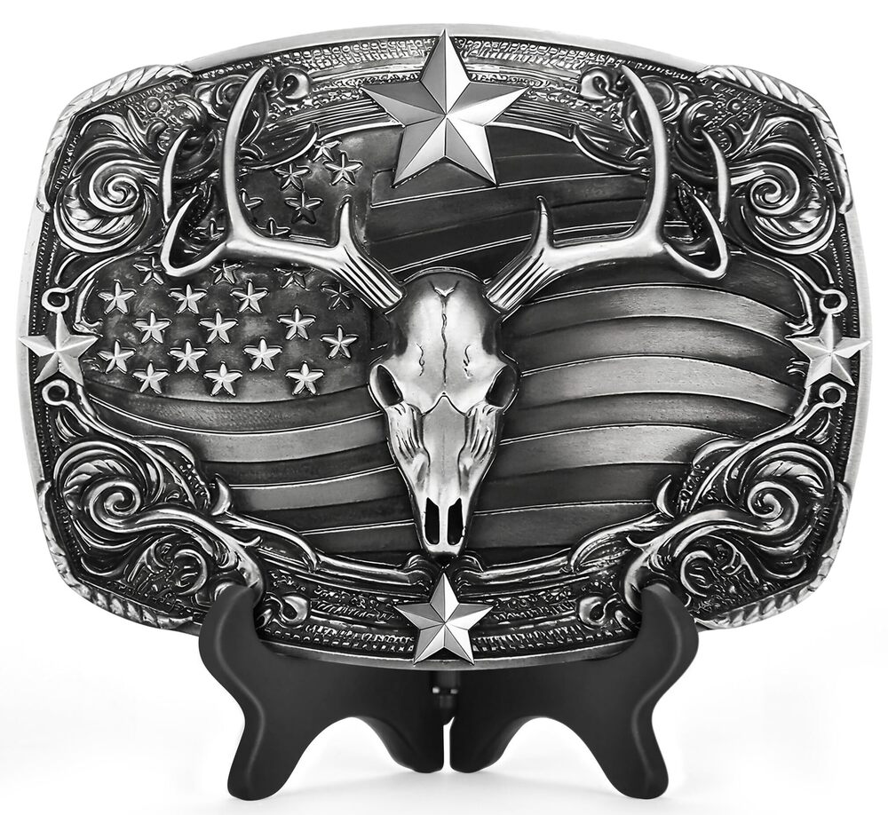 5415 Western Belt Buckle - Deer Belt Buckle Cowboy Belt Buckles Western